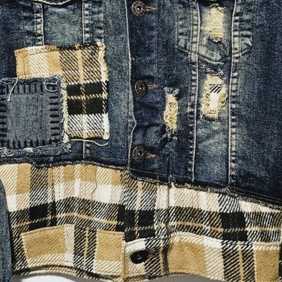 AHP Another Hype Piece Jean Flannel Jacket Mens Sz S NWOT Streetwear Y2K Hip Hop - Picture 3 of 8